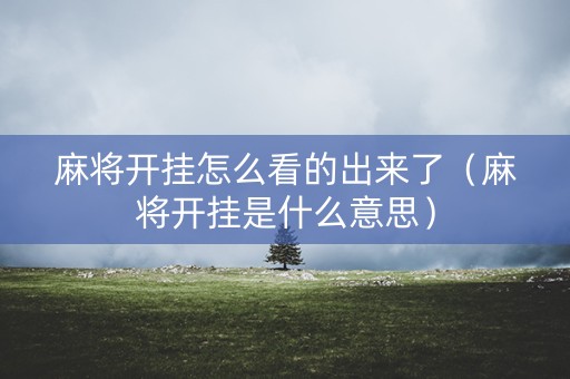麻将开挂怎么看的出来了（麻将开挂是什么意思）