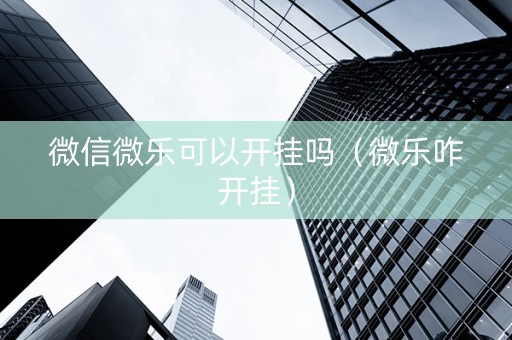微信微乐可以开挂吗（微乐咋开挂）