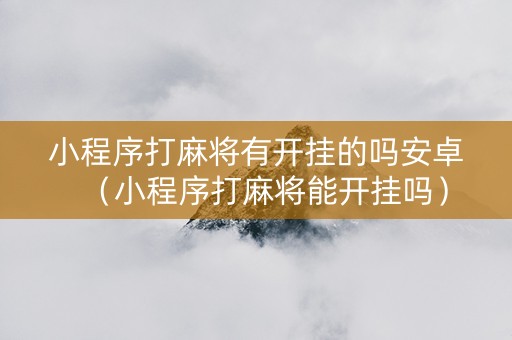 小程序打麻将有开挂的吗安卓（小程序打麻将能开挂吗）