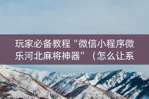 玩家必备教程“微信小程序微乐河北麻将神器”（怎么让系统给你发好牌)
