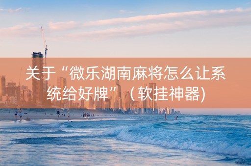 关于“微乐湖南麻将怎么让系统给好牌”（软挂神器)
