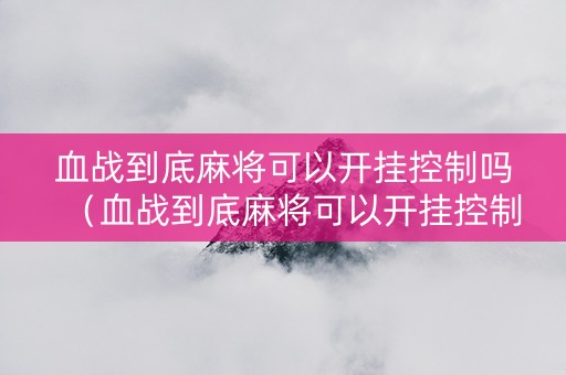 血战到底麻将可以开挂控制吗（血战到底麻将可以开挂控制吗知乎）