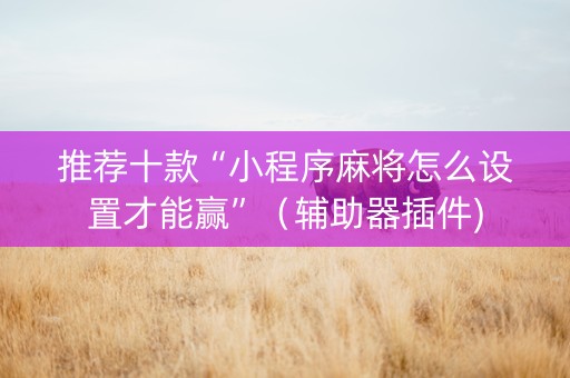 推荐十款“小程序麻将怎么设置才能赢”（辅助器插件)