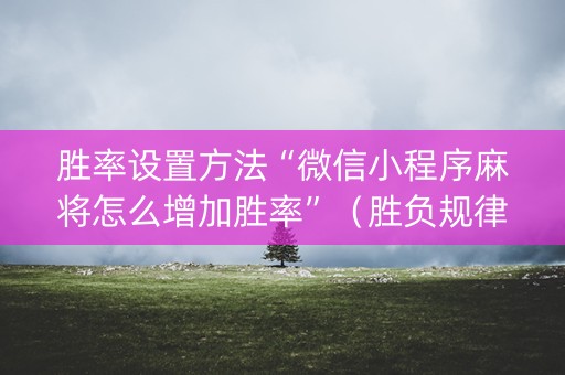 胜率设置方法“微信小程序麻将怎么增加胜率”（胜负规律拿好牌)