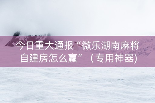 今日重大通报“微乐湖南麻将自建房怎么赢”（专用神器)