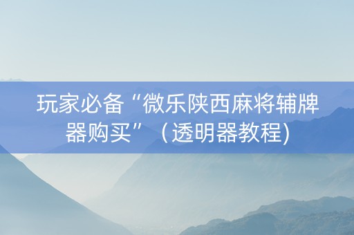 玩家必备“微乐陕西麻将辅牌器购买”（透明器教程)