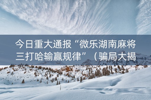 今日重大通报“微乐湖南麻将三打哈输赢规律”（骗局大揭秘)