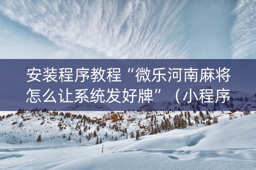 安装程序教程“微乐河南麻将怎么让系统发好牌”（小程序控牌器)