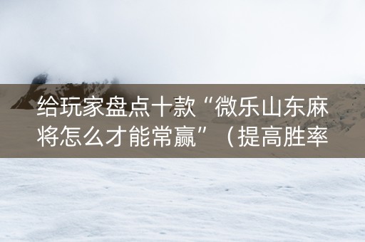 给玩家盘点十款“微乐山东麻将怎么才能常赢”（提高胜率技巧)