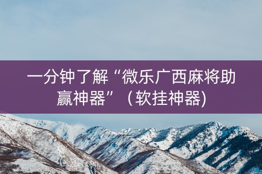 一分钟了解“微乐广西麻将助赢神器”（软挂神器)