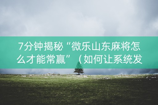 7分钟揭秘“微乐山东麻将怎么才能常赢”（如何让系统发好牌)