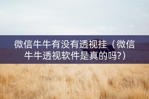 微信牛牛有没有透视挂（微信牛牛透视软件是真的吗?）