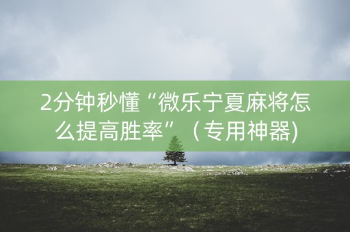 2分钟秒懂“微乐宁夏麻将怎么提高胜率”（专用神器)