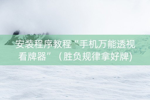 安装程序教程“手机万能透视看牌器”（胜负规律拿好牌)
