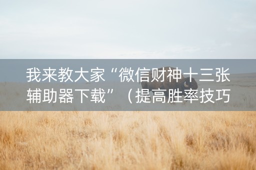 我来教大家“微信财神十三张辅助器下载”（提高胜率技巧)
