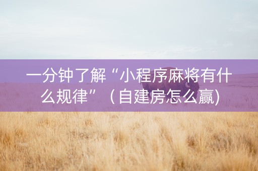 一分钟了解“小程序麻将有什么规律”（自建房怎么赢)