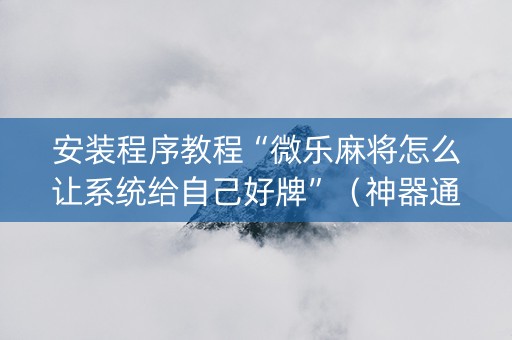安装程序教程“微乐麻将怎么让系统给自己好牌”（神器通用版)