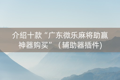 介绍十款“广东微乐麻将助赢神器购买”（辅助器插件)
