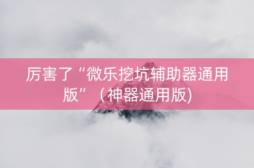 厉害了“微乐挖坑辅助器通用版”（神器通用版)