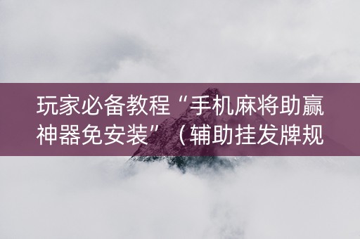 玩家必备教程“手机麻将助赢神器免安装”（辅助挂发牌规律)