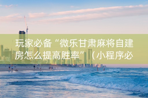 玩家必备“微乐甘肃麻将自建房怎么提高胜率”（小程序必赢神器)
