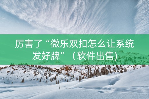 厉害了“微乐双扣怎么让系统发好牌”（软件出售)