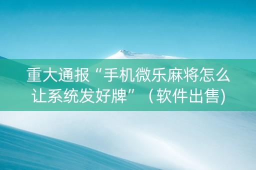 重大通报“手机微乐麻将怎么让系统发好牌”（软件出售)