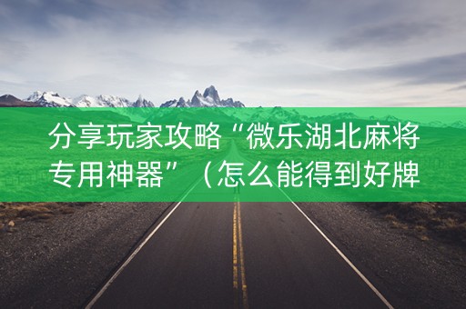 分享玩家攻略“微乐湖北麻将专用神器”（怎么能得到好牌)