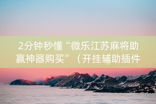 2分钟秒懂“微乐江苏麻将助赢神器购买”（开挂辅助插件)