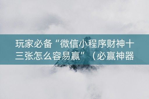 玩家必备“微信小程序财神十三张怎么容易赢”（必赢神器辅助器)
