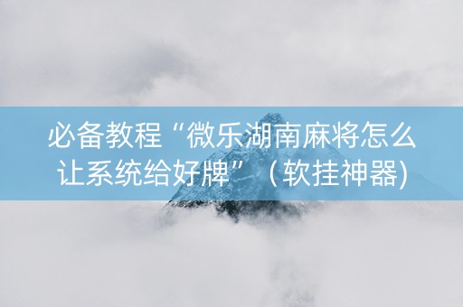 必备教程“微乐湖南麻将怎么让系统给好牌”（软挂神器)