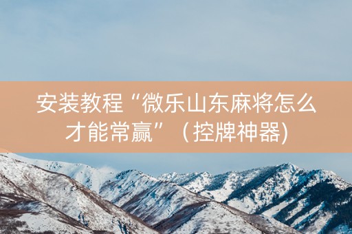 安装教程“微乐山东麻将怎么才能常赢”（控牌神器)
