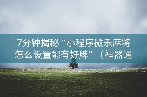 7分钟揭秘“小程序微乐麻将怎么设置能有好牌”（神器通用版)
