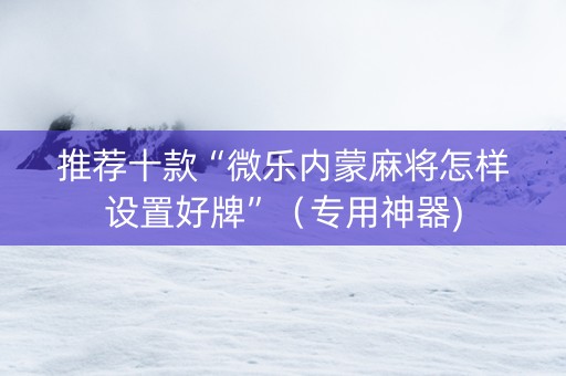推荐十款“微乐内蒙麻将怎样设置好牌”（专用神器)