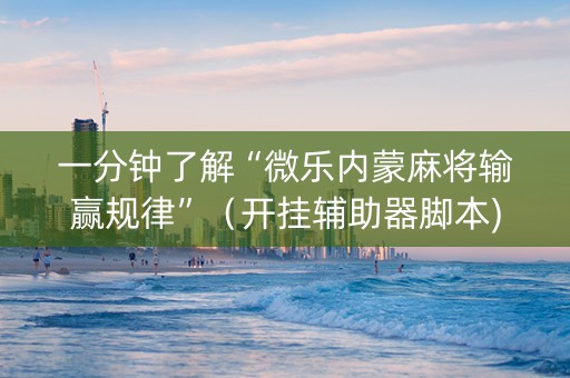 一分钟了解“微乐内蒙麻将输赢规律”（开挂辅助器脚本)