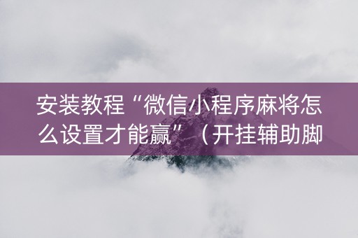 安装教程“微信小程序麻将怎么设置才能赢”（开挂辅助脚本)