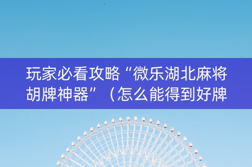 玩家必看攻略“微乐湖北麻将胡牌神器”（怎么能得到好牌)