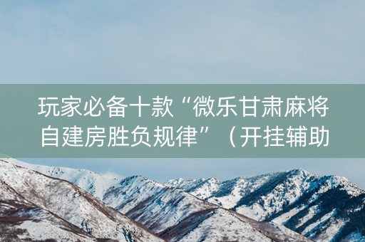 玩家必备十款“微乐甘肃麻将自建房胜负规律”（开挂辅助器脚本)
