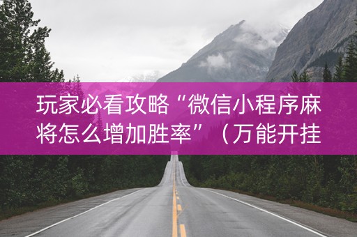 玩家必看攻略“微信小程序麻将怎么增加胜率”（万能开挂器)