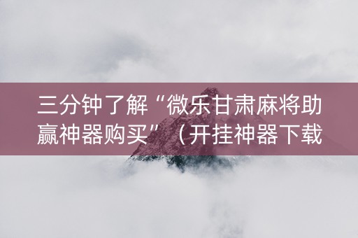 三分钟了解“微乐甘肃麻将助赢神器购买”（开挂神器下载)