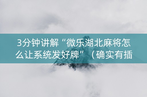 3分钟讲解“微乐湖北麻将怎么让系统发好牌”（确实有插件吗)