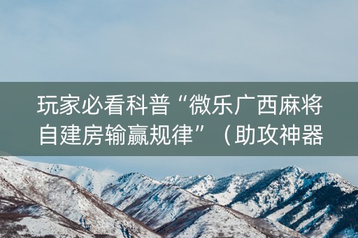 玩家必看科普“微乐广西麻将自建房输赢规律”（助攻神器)