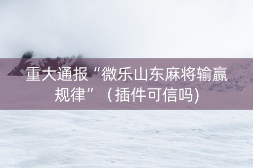 重大通报“微乐山东麻将输赢规律”（插件可信吗)