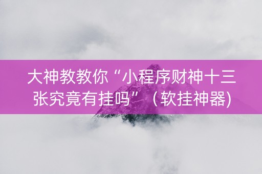 大神教教你“小程序财神十三张究竟有挂吗”（软挂神器)
