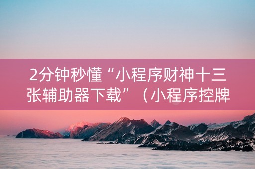 2分钟秒懂“小程序财神十三张辅助器下载”（小程序控牌器)