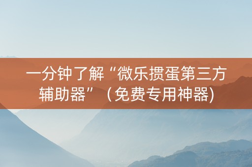 一分钟了解“微乐掼蛋第三方辅助器”（免费专用神器)