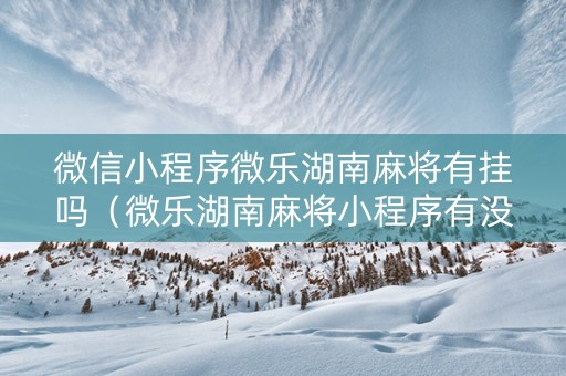 微信小程序微乐湖南麻将有挂吗（微乐湖南麻将小程序有没有挂）
