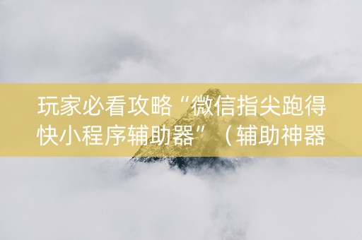 玩家必看攻略“微信指尖跑得快小程序辅助器”（辅助神器免费)