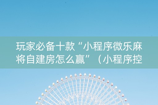玩家必备十款“小程序微乐麻将自建房怎么赢”（小程序控牌器)