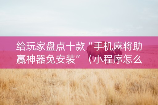 给玩家盘点十款“手机麻将助赢神器免安装”（小程序怎么才会赢)